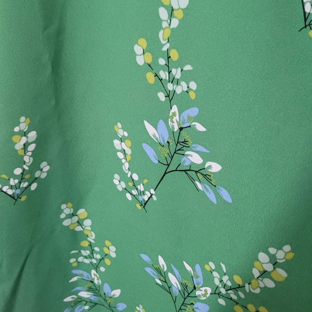 Loft Green Flower Branch Flare Shirtdress Plus Size 26 - Picture 5 of 8